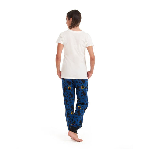 Women summer pajama set Off White T-shirt + Witches pants